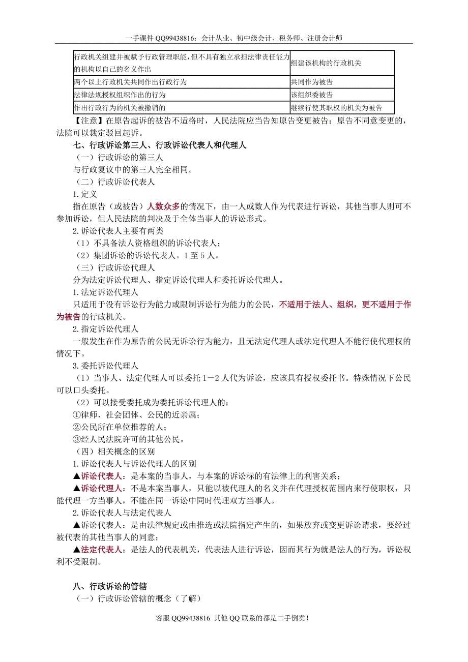 2016税务师涉税服务相关法律李素贞基础班讲义--- 行政诉讼法律制度_第5页