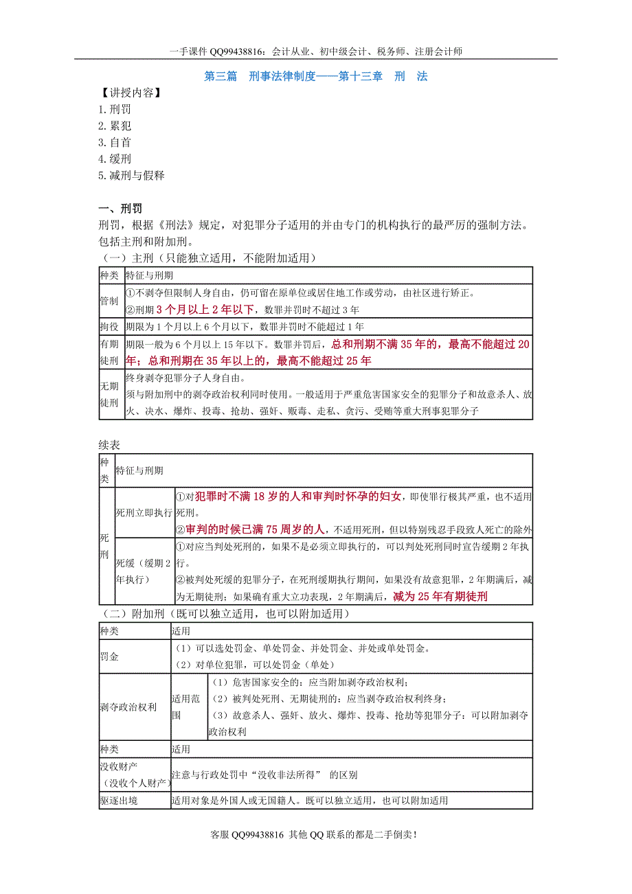 2016税务师涉税服务相关法律李素贞基础班讲义--- 刑　法_第1页