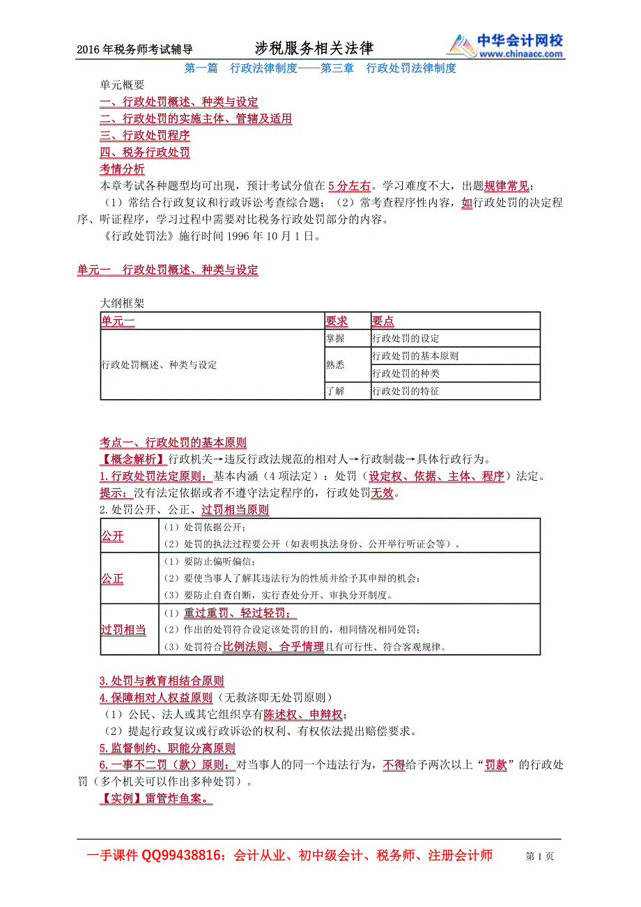 2016税务师涉税服务相关法律赵俊峰基础班讲义--- 行政处罚法律制度_第1页