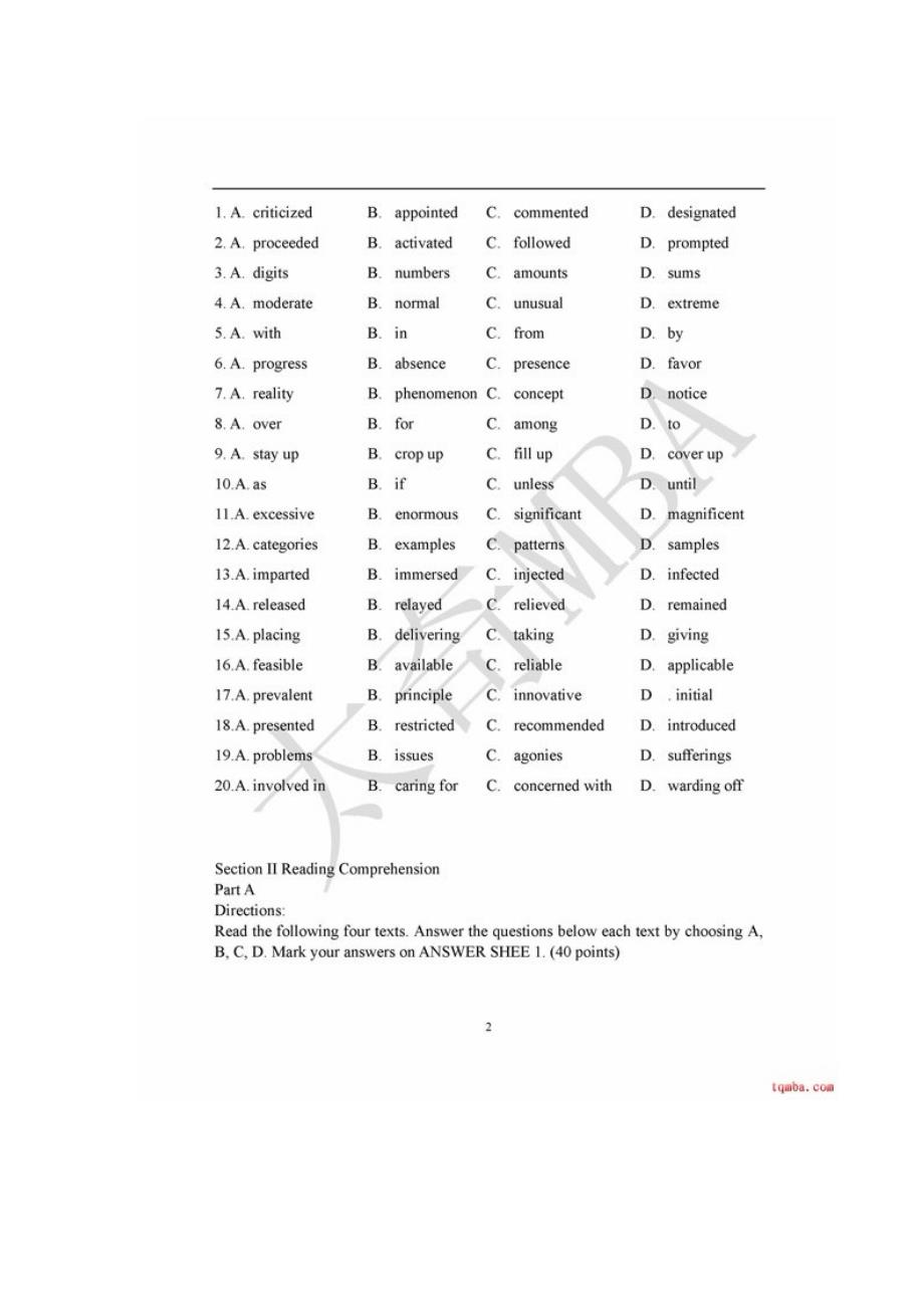 2010MBA联考英语真题及参考答案（完整版）_第2页