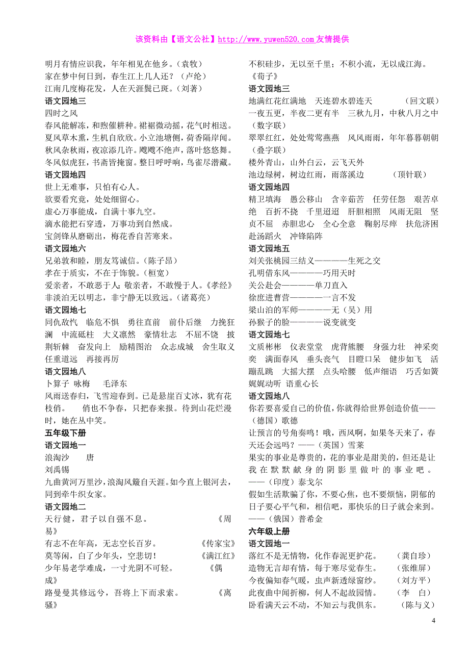 小学语文日积月累汇总（109页）_第4页