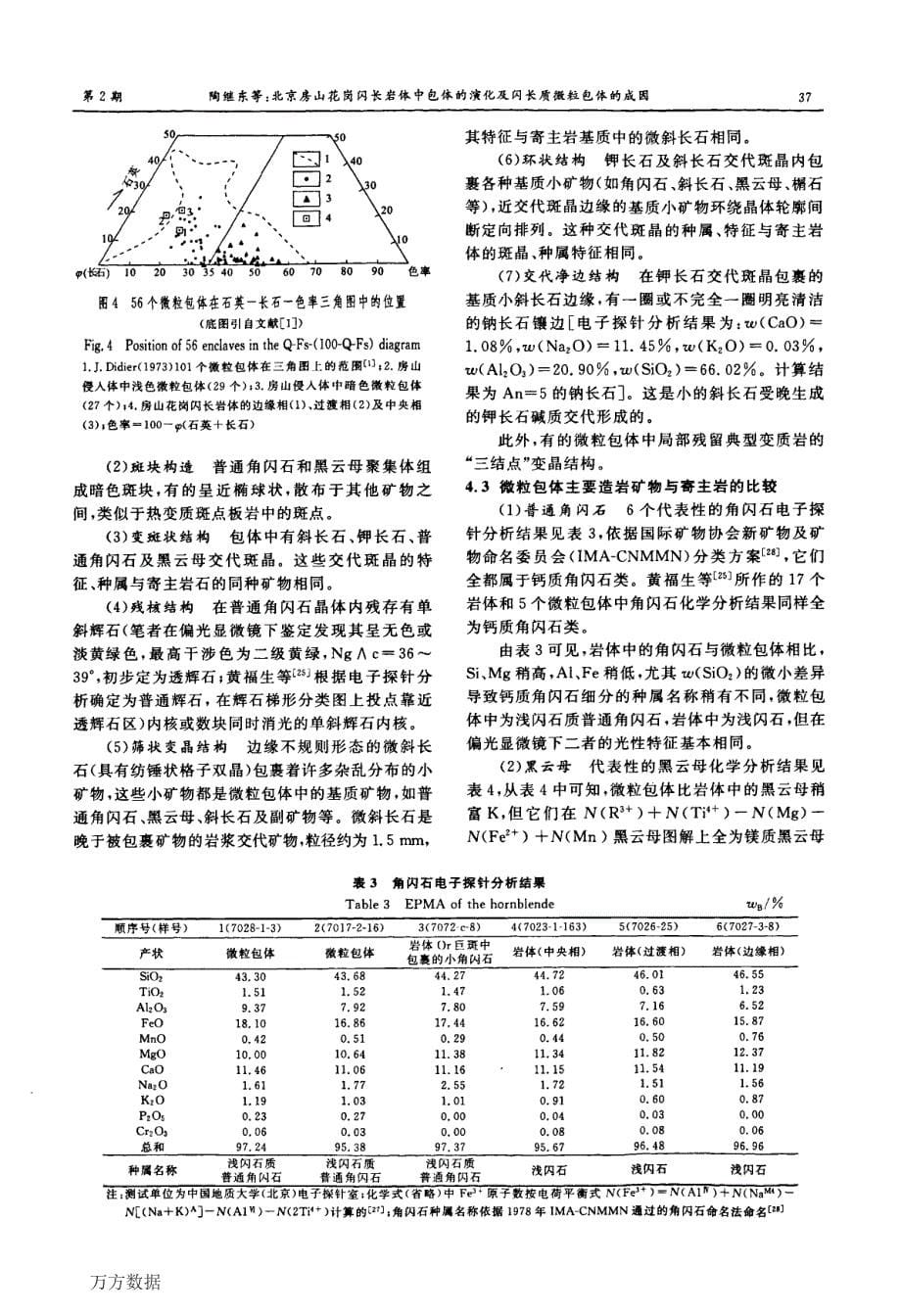 北京房山花岗闪长岩体中包体的演化及闪长质微粒包体的成因_第5页