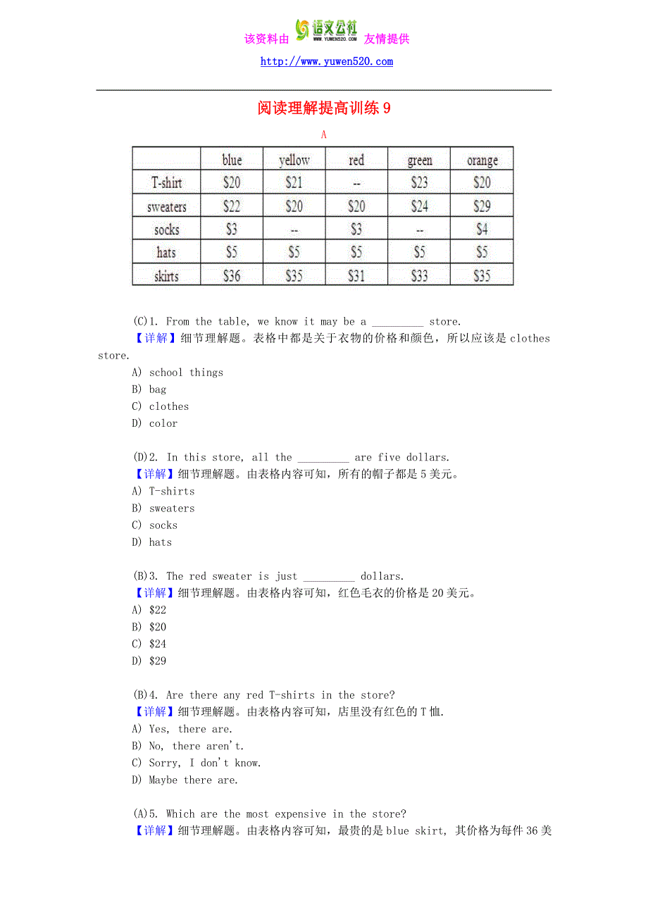 人教PEP小升初英语阅读理解提高训练（9）及解析_第1页