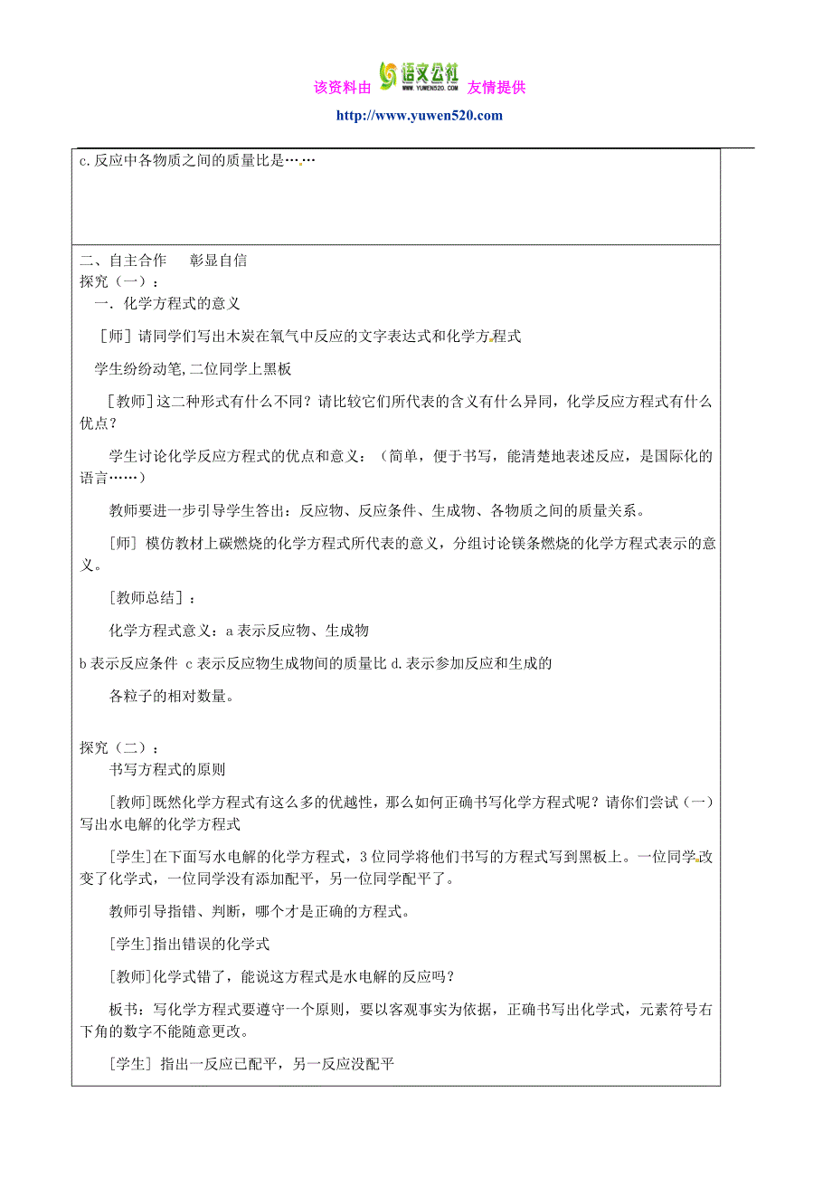 【沪教版】九年级化学：4.3《化学方程式的书写与应用（第1课时）》教案_第2页