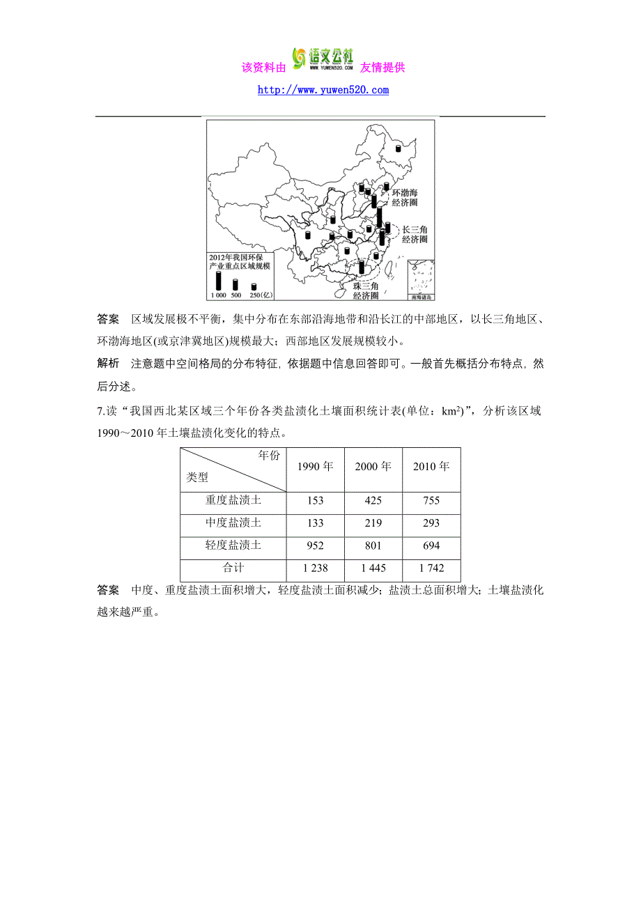 2016届高三地理二轮复习压轴大题专练 一（含答案解析）_第4页