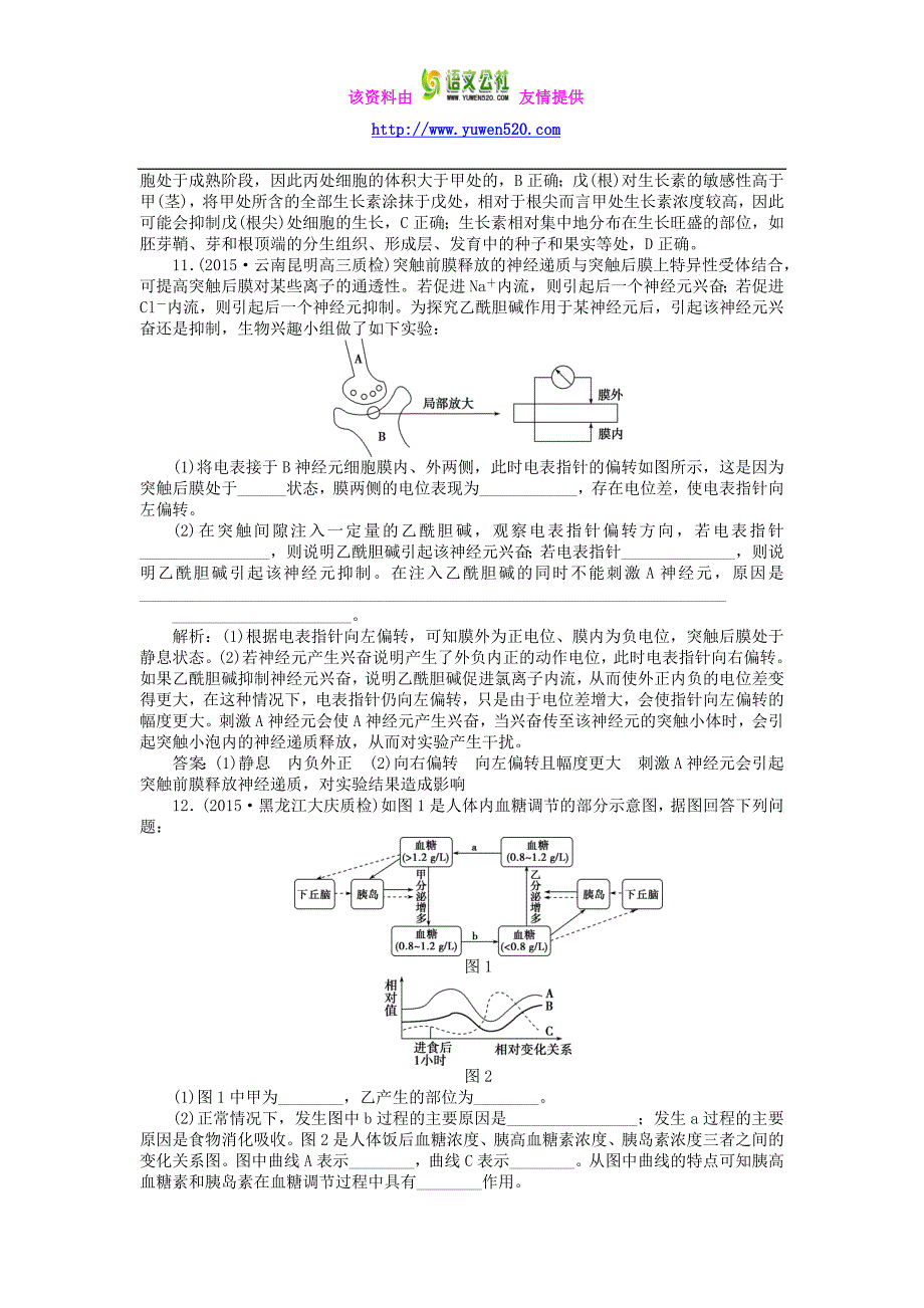 【优化探究】2016届高三生物二轮复习 专题综合训练（五）_第4页