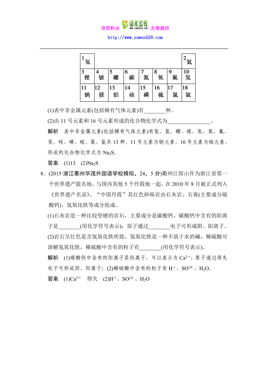 【三年模拟】2016届中考科学：专题13-物质的组成与构成（含解析）_第4页