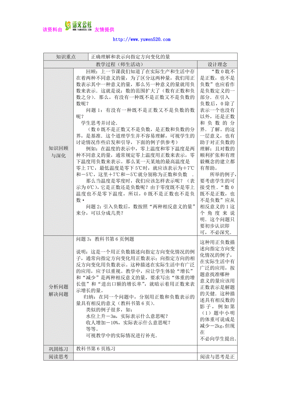 2012年新人教版七年级数学上册教案表格式_第4页