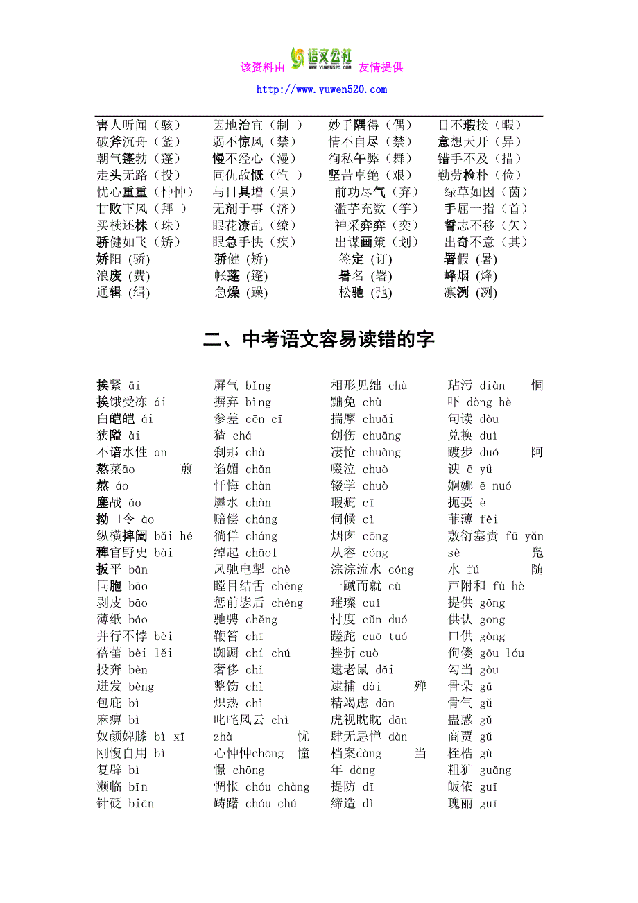 【人教版】最新中考语文总复习资料（Word版，62页）_第3页