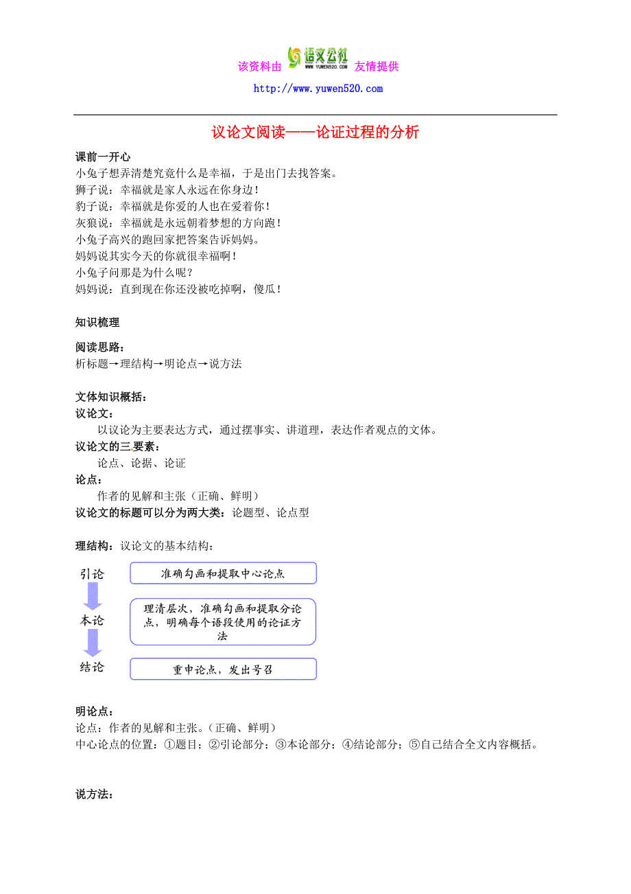 人教版八年级语文下册：议论文阅读-论证过程的分析辅导讲义_第1页