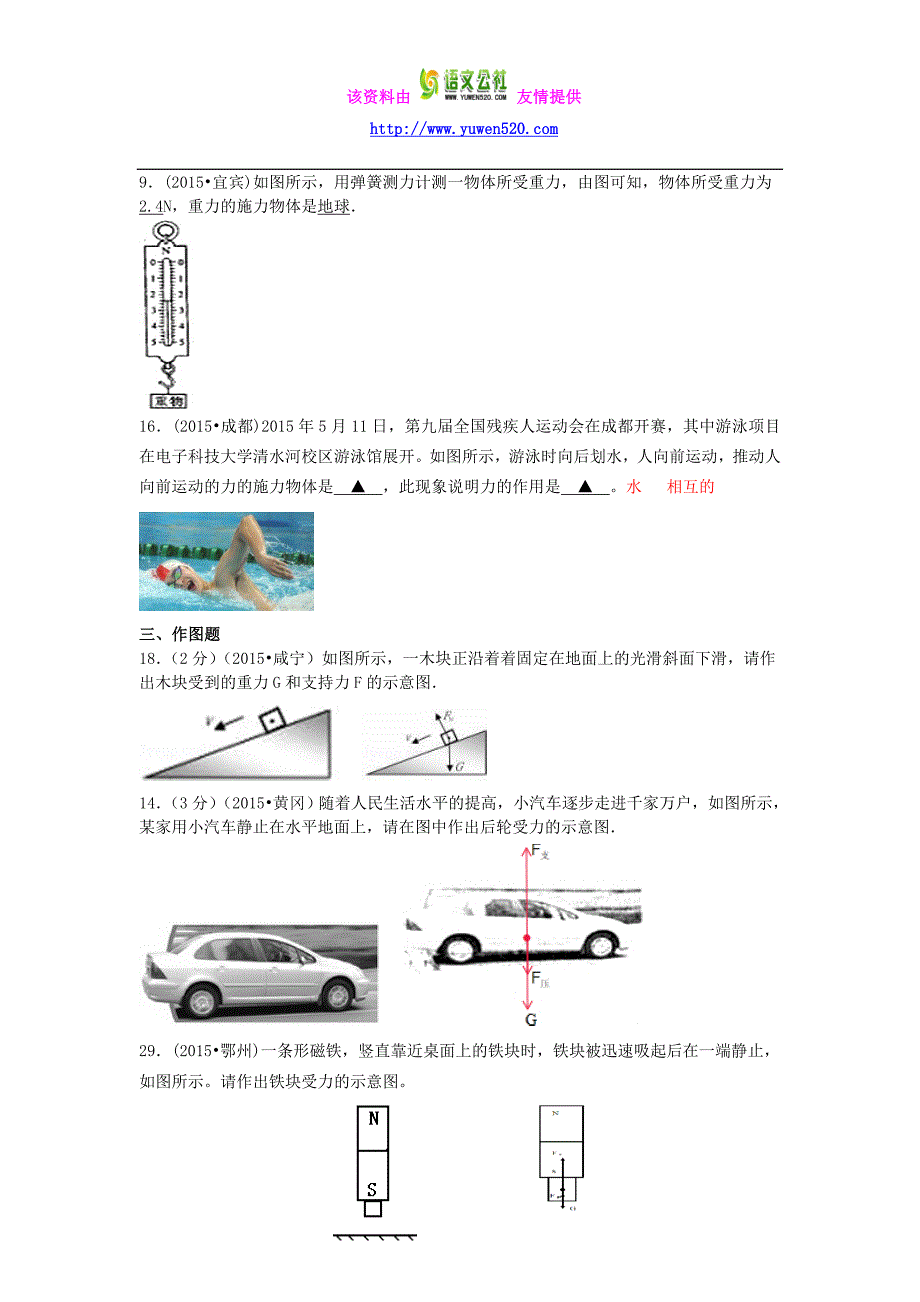 全国2015年中考物理110套试题分类汇编《力》（含解析）_第3页