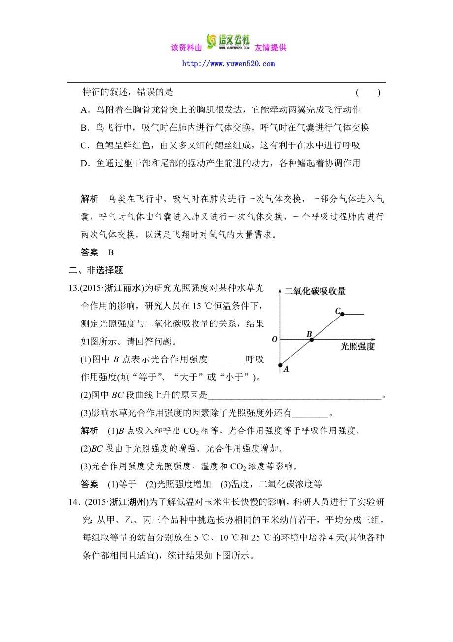 【五年中考】2016届中考科学：专题28-空气与生命（含解析）_第5页