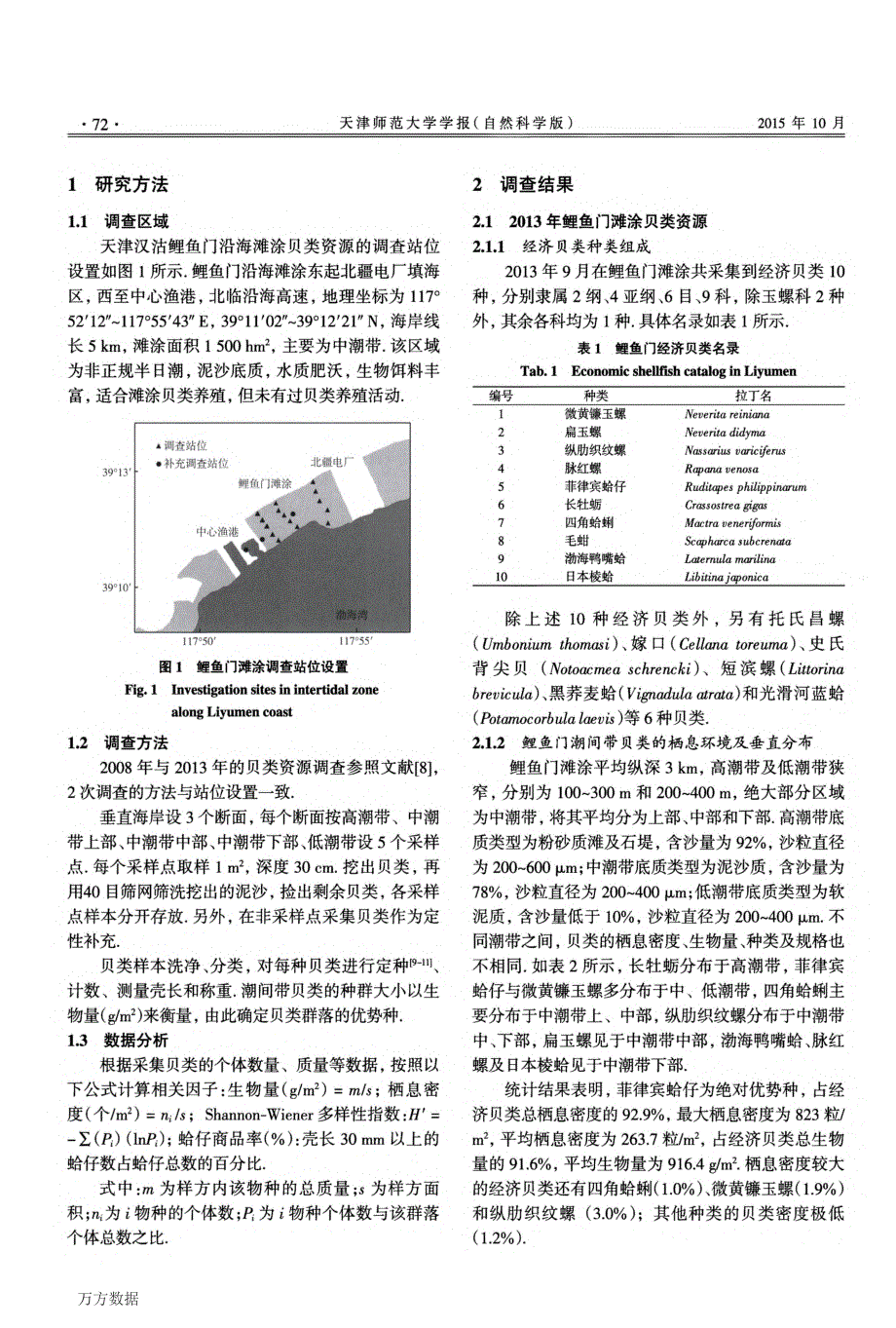 天津汉沽鲤鱼门潮间带的经济贝类资源_第2页