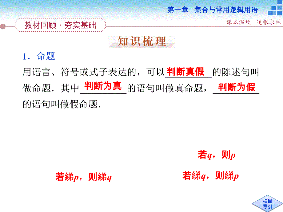 （人教A版）高考数学复习：1.3《命题及其关系、充要条件》ppt课件_第2页