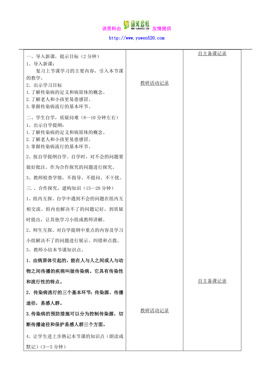 八年级生物下册：传染病及其预防教案（1）（新版）新人教版_第2页