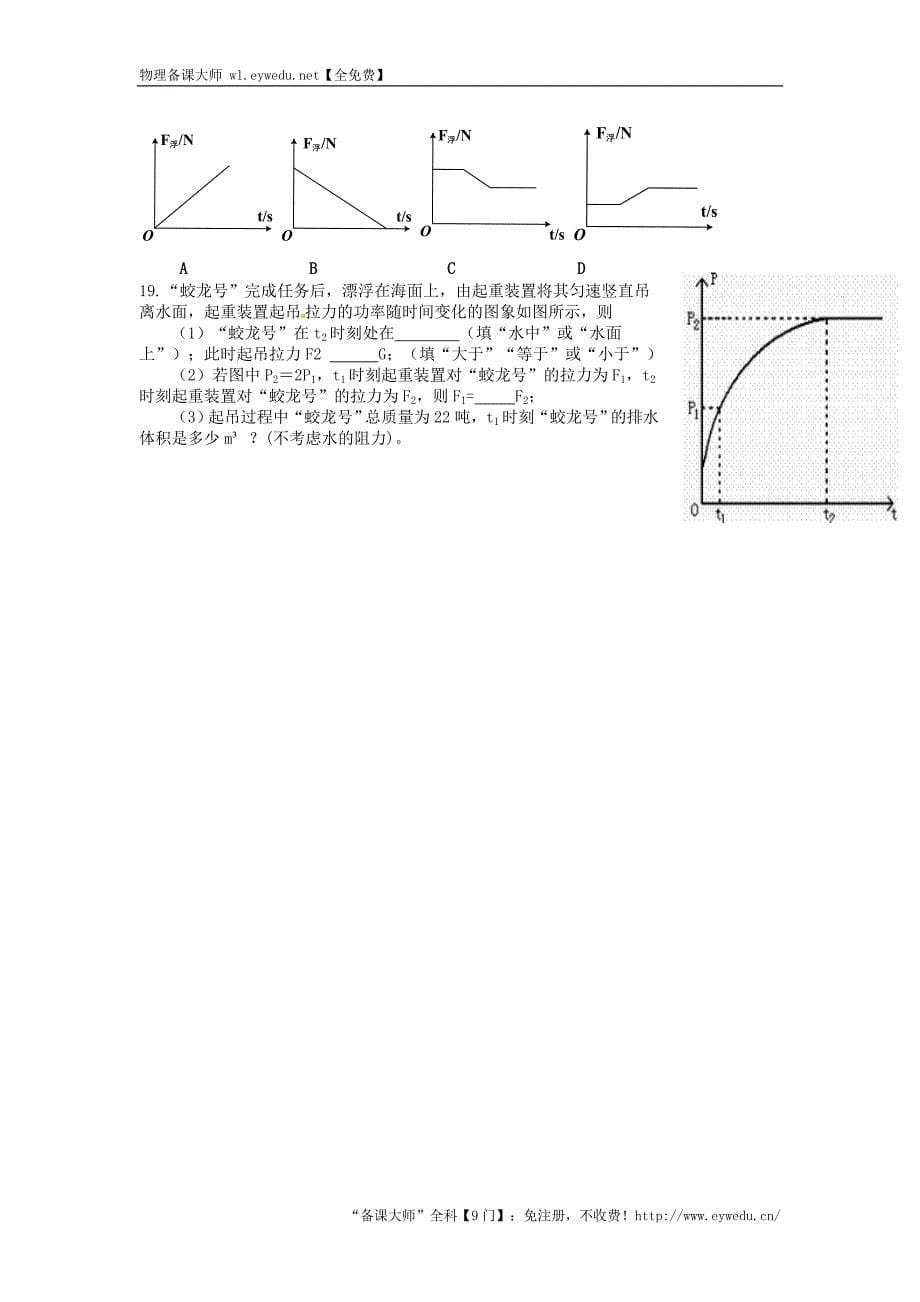 湖南省株洲市天元区马家河中学中考物理 第8讲 压强和浮力培优补潜复习讲义（无答案）_第5页