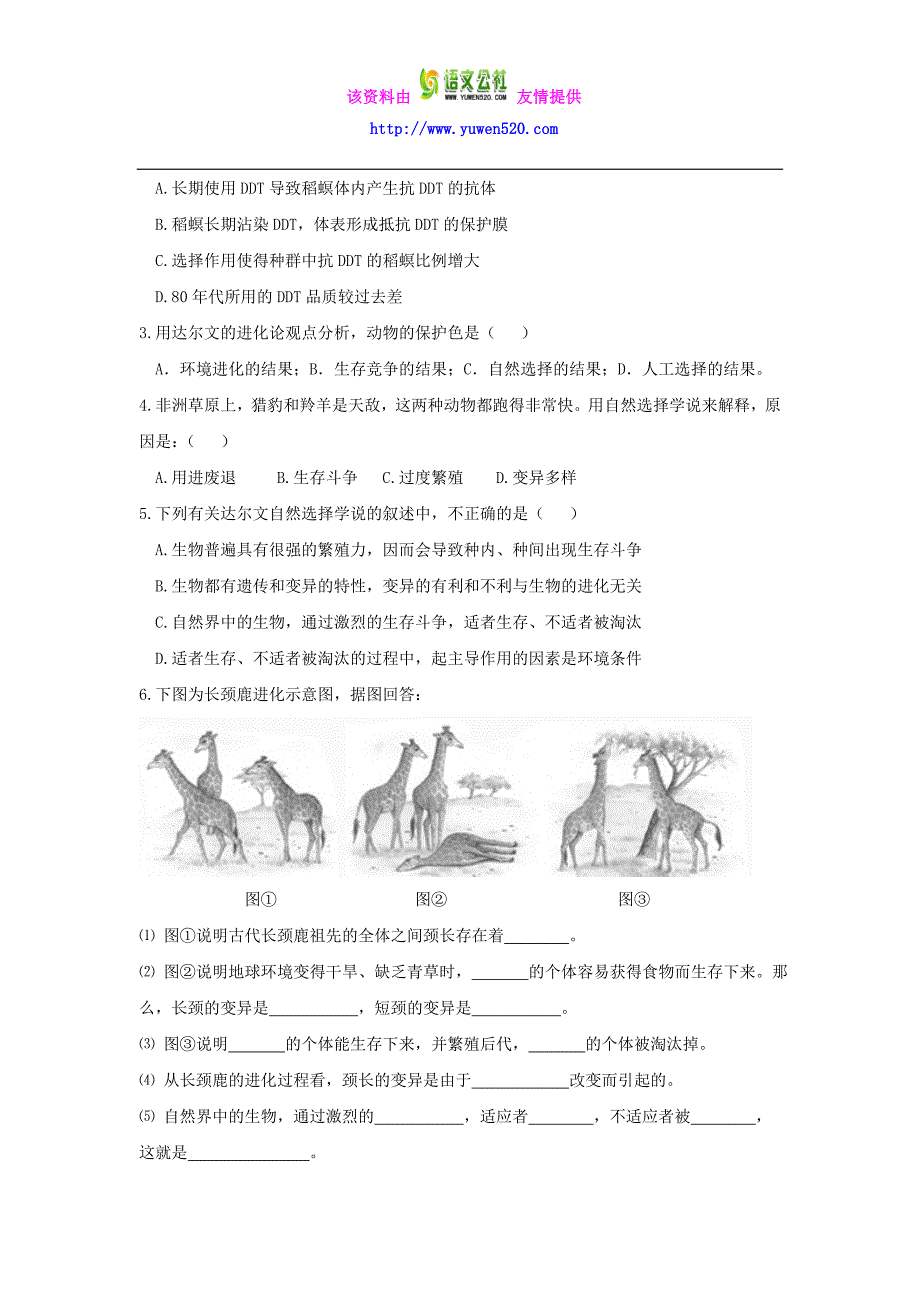 【人教版】八年级生物下册：7.3.3《生物进化的原因学案》导学案_第3页