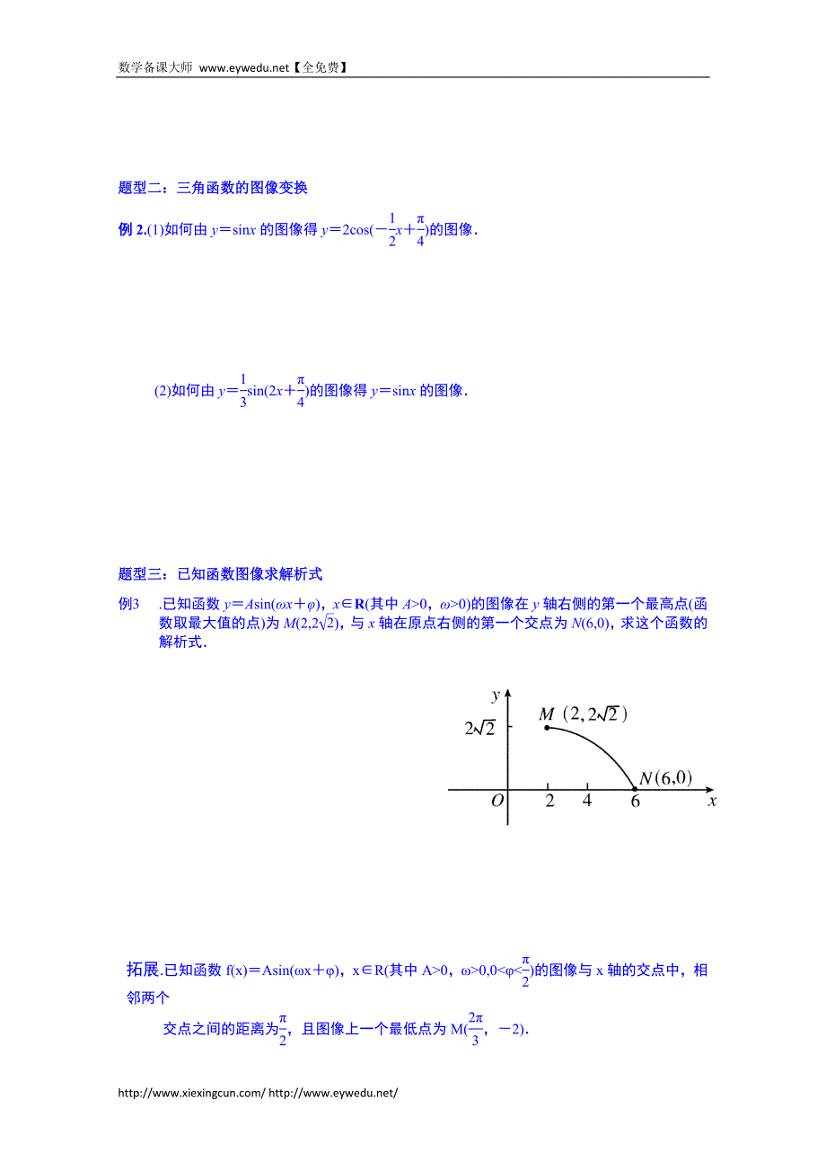 湖北省学高三数学第一轮复习导学案：23.三角函数的图像_第3页