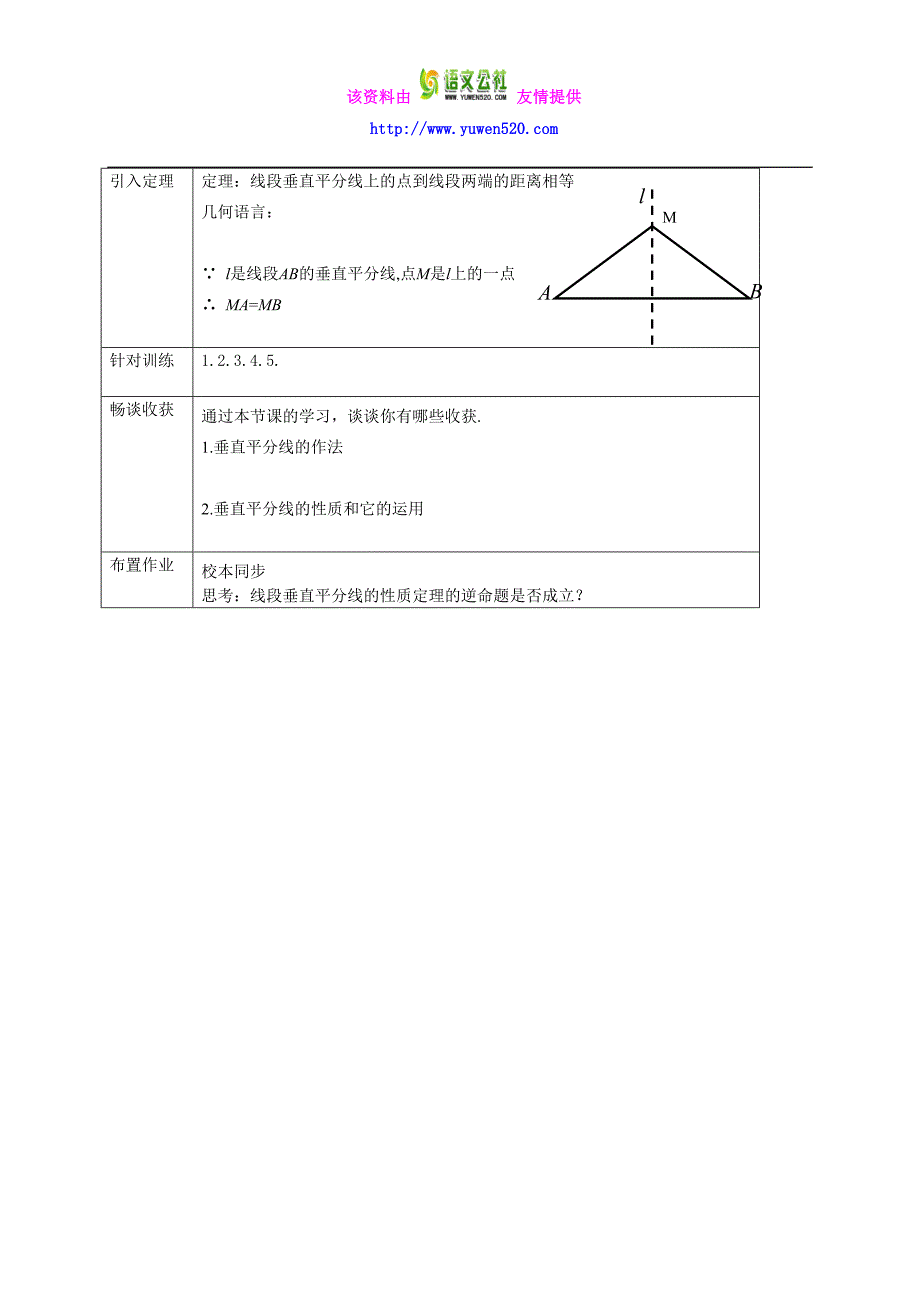 【沪科版】2016版八年级上：15.2《线段的垂直平分线》教案_第2页