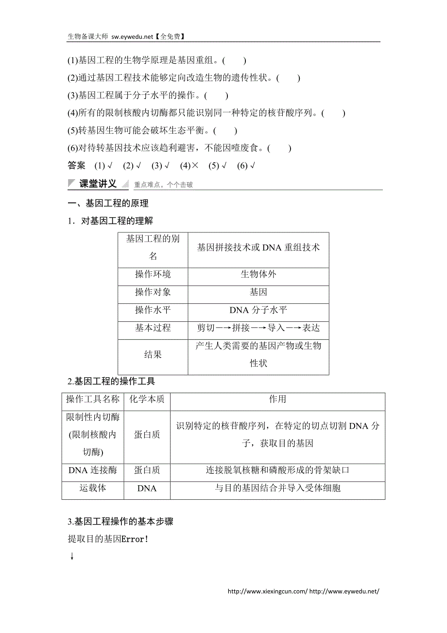 高中生物（苏教版必修二）学案文档：第四章 第四节 第二课时 基因工程及其应用_第2页