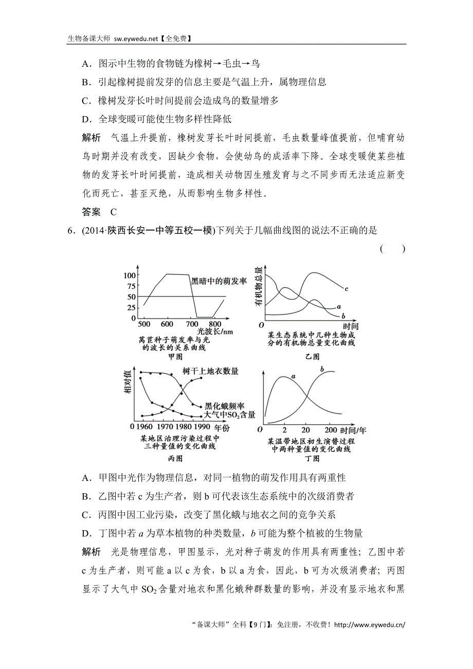 2016届高考生物一轮复习 必修三 第二单元 生物与环境 课后训练3-2-37 Word版含解析_第3页