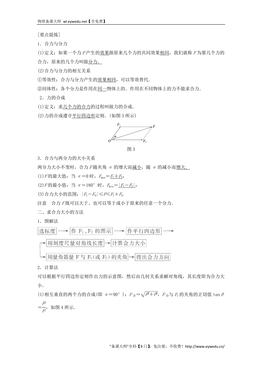 2015年秋高中物理 3.6力的合成学案+检测 新人教版必修1_第2页