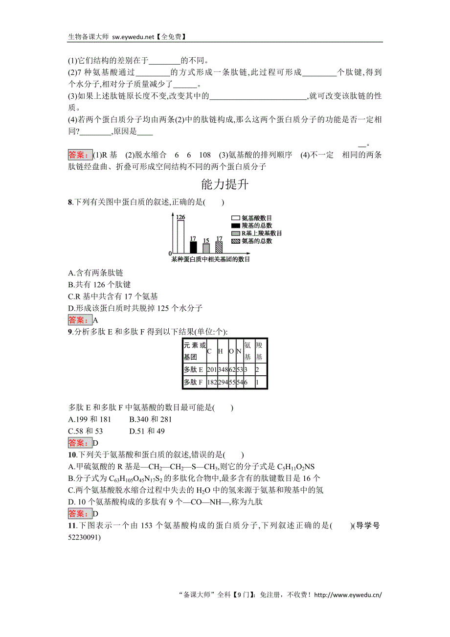 2016-2017学年高中生物必修一（人教版）练习：2.2生命活动的主要承担者——蛋白质 Word版含答案_第2页