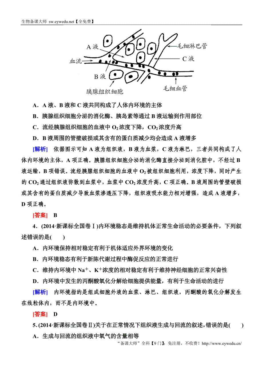 2016高考生物二轮专题跟踪训练8人体内环境的稳态与免疫_第2页