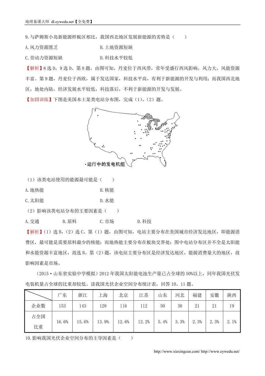 2016届高考地理一轮专题复习 3.1能源资源的开发 以我国山西省为例课时提升作业（三十）（含解析）_第5页