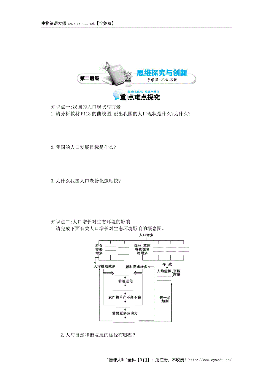 2015高中生物 6.1人口增长对生态环境的影响导学案 新人教版必修3_第2页