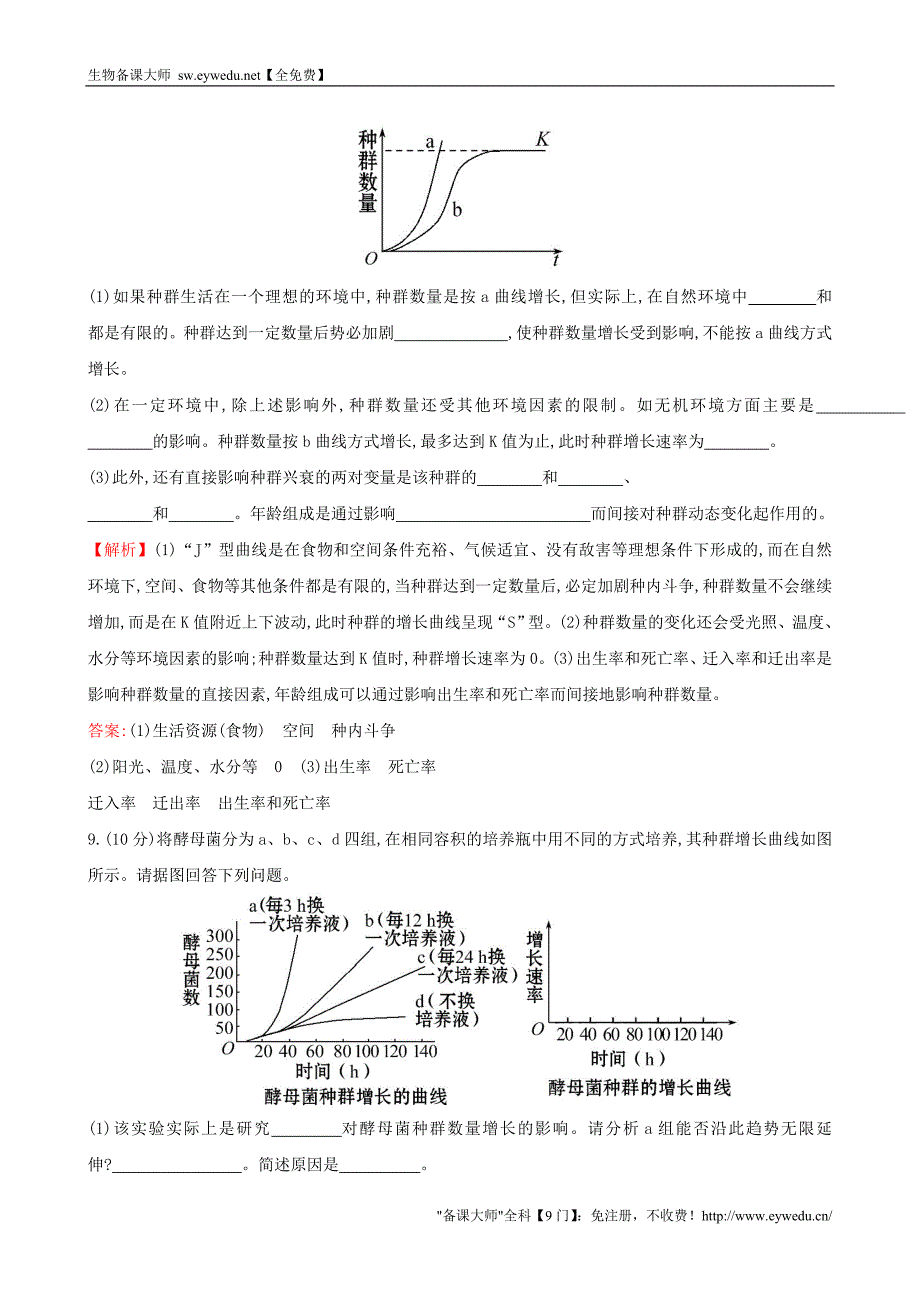 2015高中生物 4.2种群数量的变化基础巩固训练 新人教版必修3_第4页