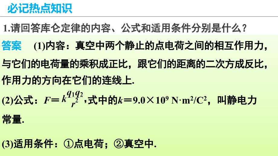 【步步高】2015届高三物理（新课标）二轮专题突破课件：倒数第9天：电场和带电粒子在电场中的运动_第2页