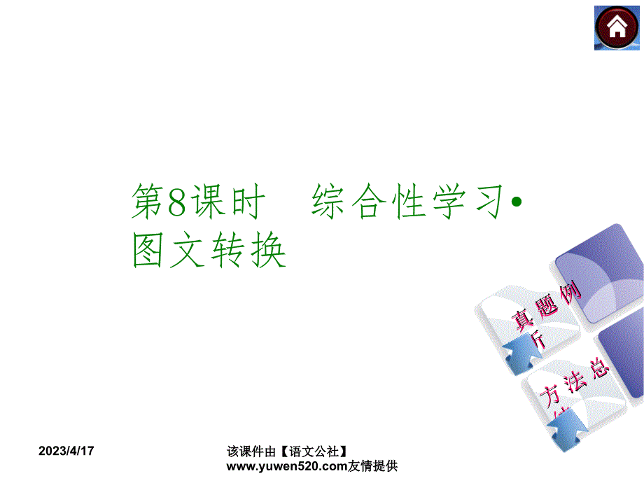 中考语文复习课件（1）基础运用【第8课时】综合性学习-图文转换（15页）_第1页