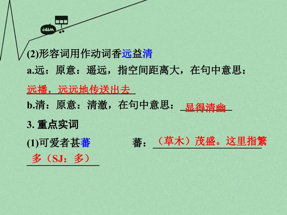 中考语文 第一部分 古代诗文阅读 专题一 文言文阅读 第17篇 爱莲说课件_第3页