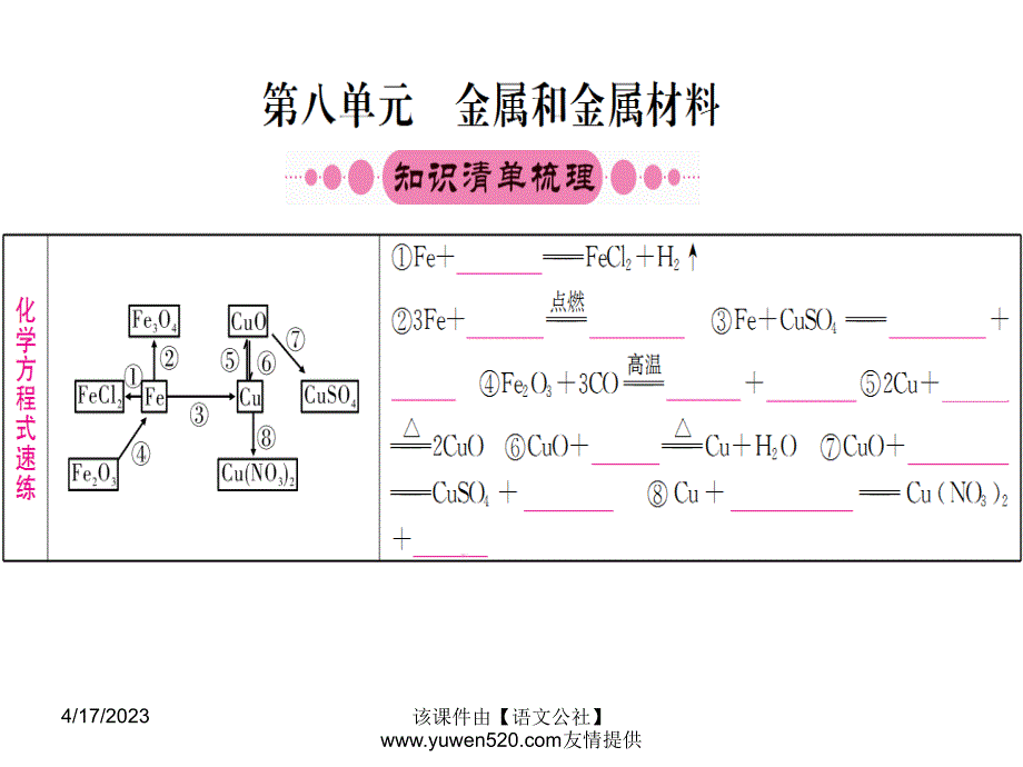 中考化学一轮考点系统复习：第8单元《金属和金属材料》ppt课件_第1页