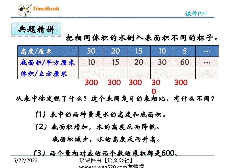 【冀教版】六年级下册数学：3.3《认识反比例关系的量》ppt课件_第5页