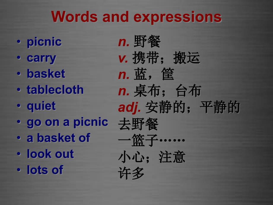 【冀教版】七年级上册：Unit 5 Lesson 28 A Family Picnic课件_第2页