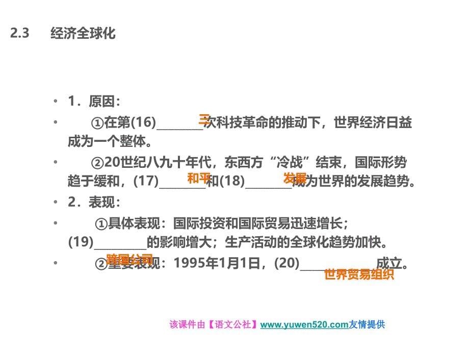 中考历史总复习（25）《战后世界格局的演变、现代科技》ppt课件_第5页