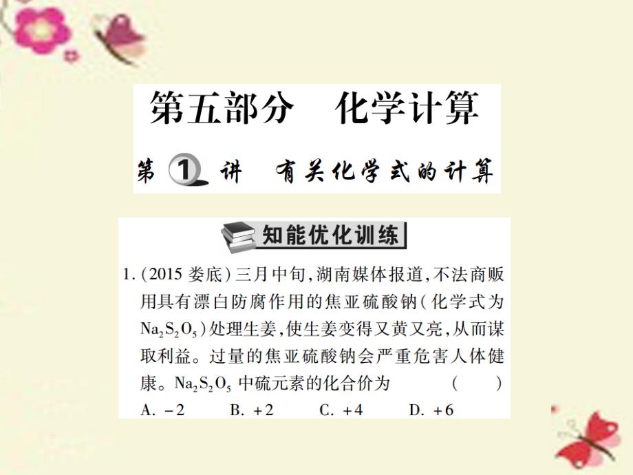 中考化学基础知识过关：5.1《有关化学式的计算》（精练）课件_第1页