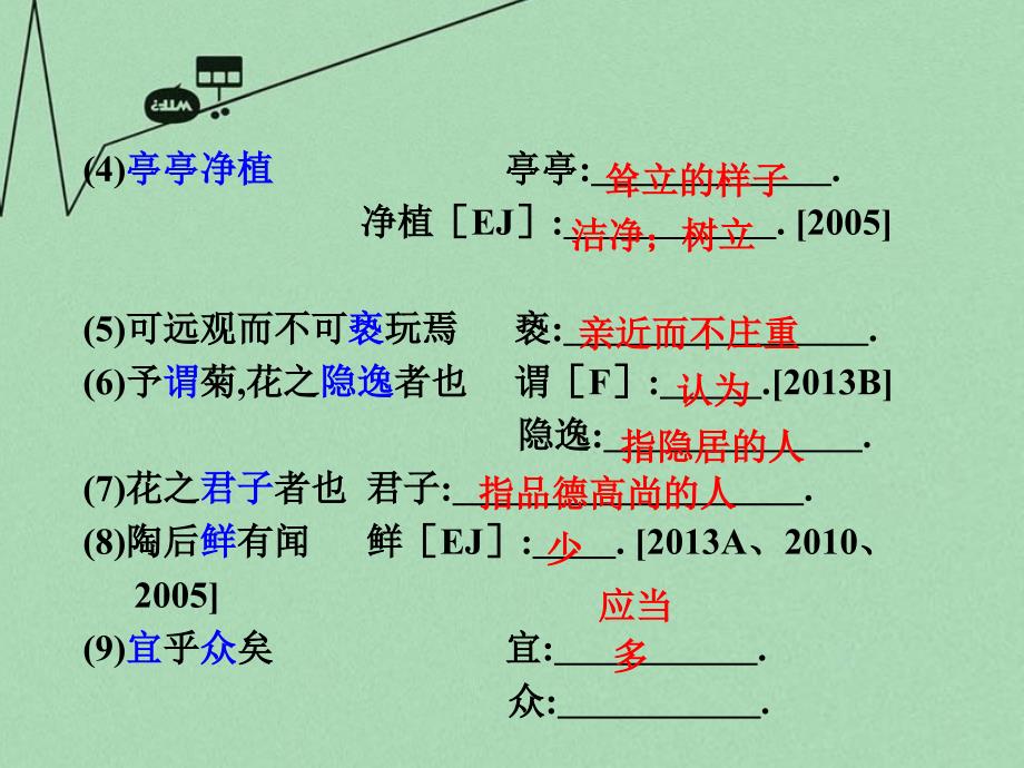 重庆市2016年中考文言文：第17篇《爱莲说》ppt课件_第3页