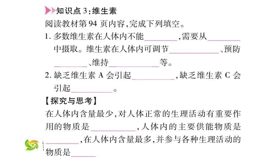 【人教版】九年级化学下册：第12单元《化学和生活》课堂导练ppt课件_第5页