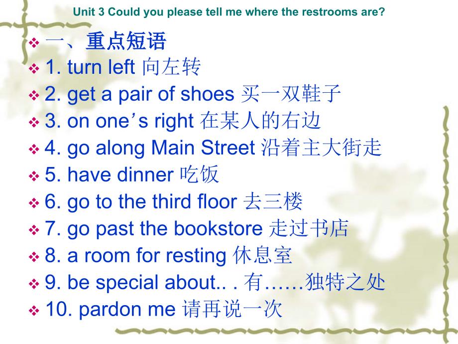 【人教版】九年级英语：Unit 3 Could you please tell me where the ...复习课件_第2页