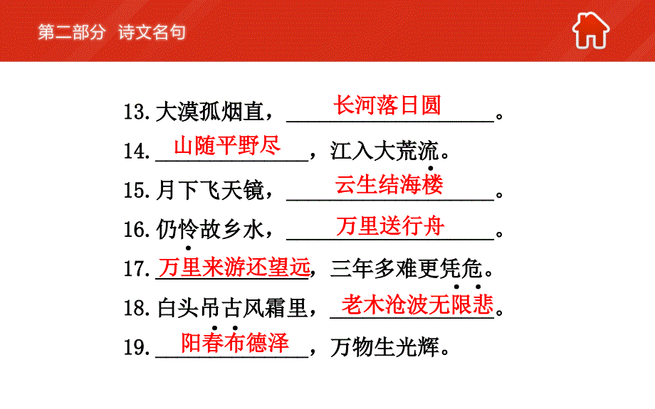 【人教版】中考语文总复习：8年级上册（2）诗文名句ppt课件_第4页