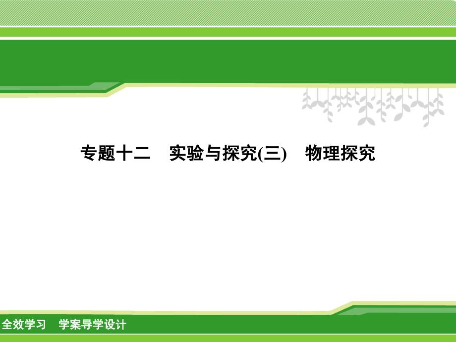 【华师大版】科学中考二轮复习专题（12）-实验与探究(三)物理探究ppt课件_第1页