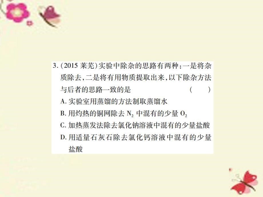 中考化学基础知识过关：4.3《检验、除杂》（精练）课件_第5页