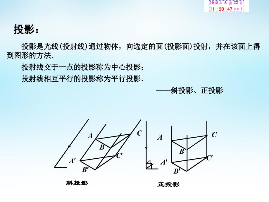 2015年高中数学 1.1.3中心投影和平行投影课件 苏教版必修2_第4页