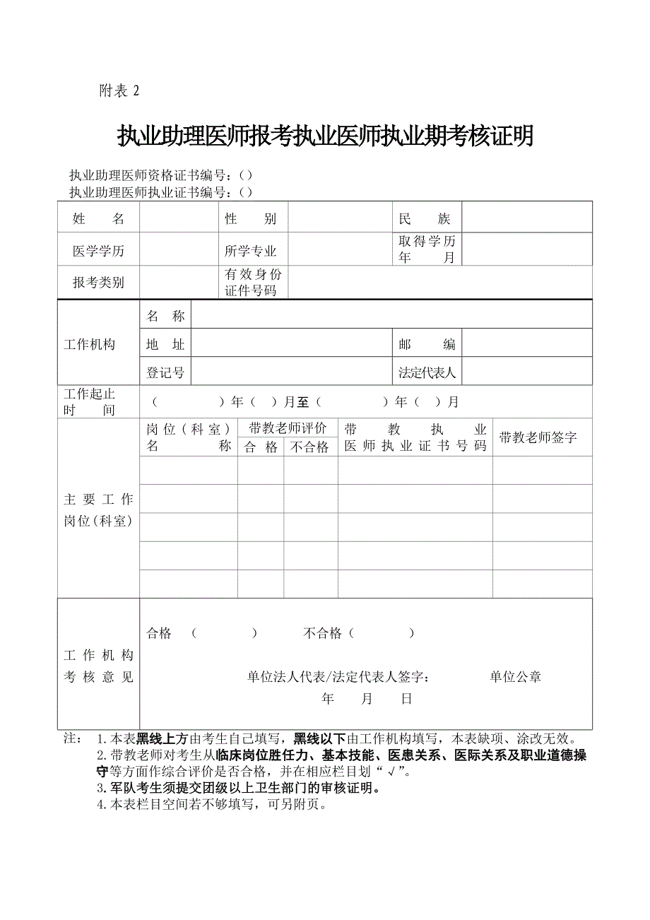 医师考试报名表格_第2页