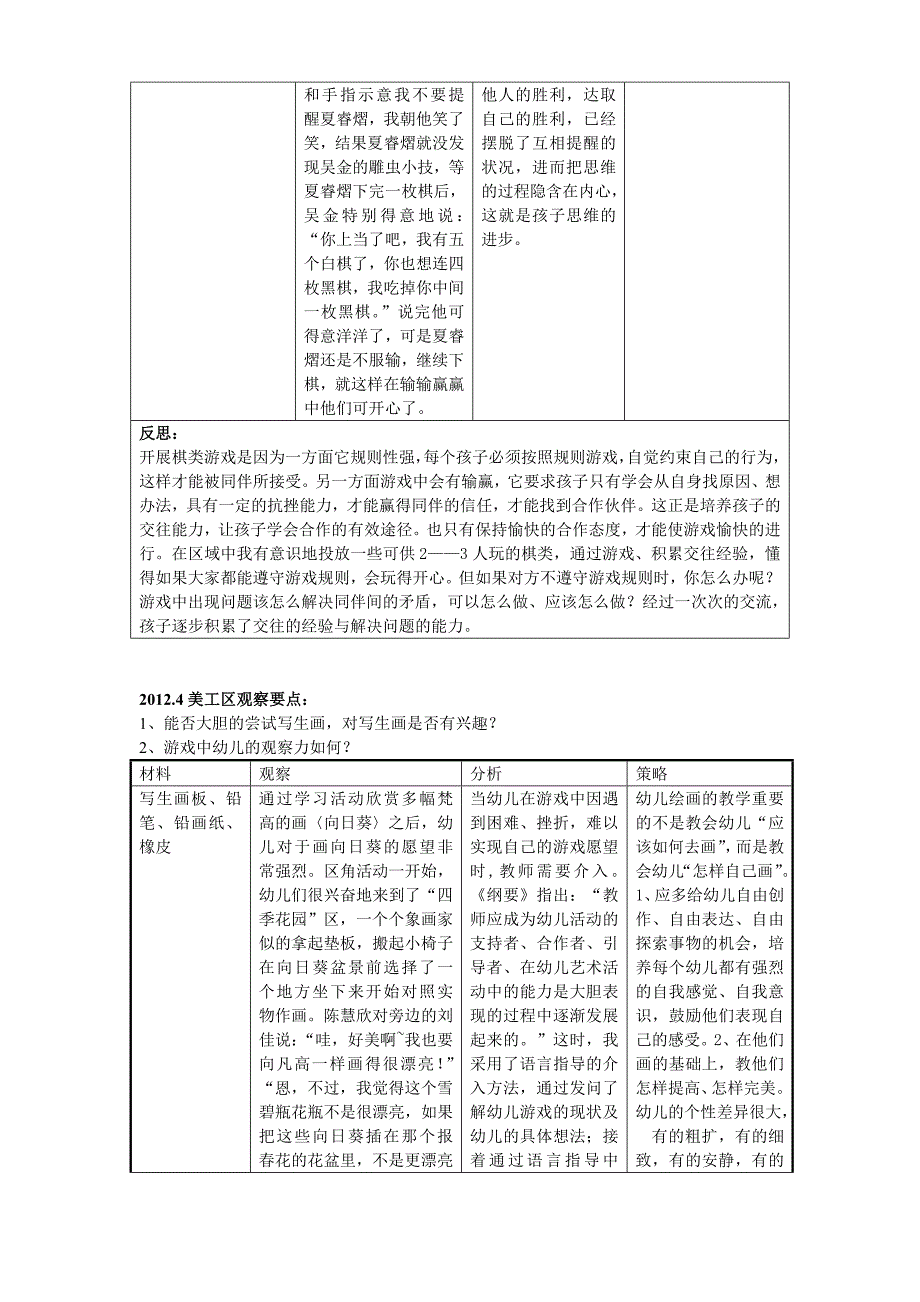 大班重点区域观察记录表_第4页