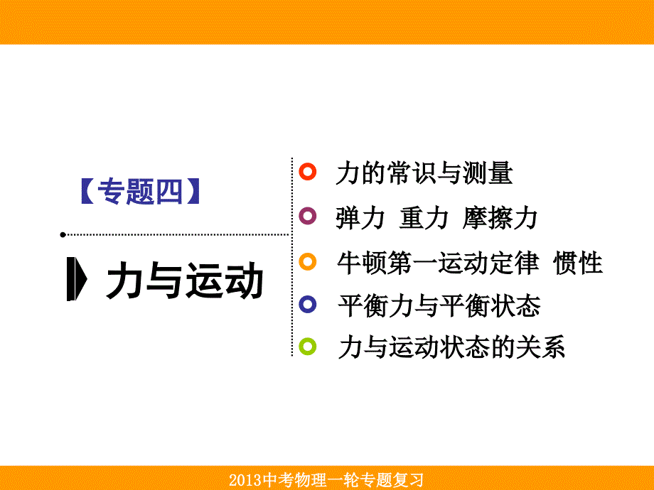 中考必备)江苏省淮安市物理总复习课件专题04力与运动_第1页