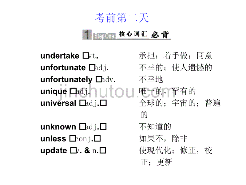 2010届高三英语高考二轮专题复习课件考前第二天新人教版_第1页